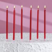 Свечи для торта "Ройс" 6 шт 13 см, рубиновый металлик 7597556   