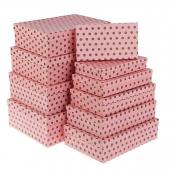 Коробка картон прямоугольная 5 23*15,5*10см Розовый и золотой горох