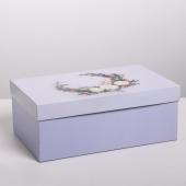 Коробка картон прямоугольник 10 22*16*9см «Цветы» 