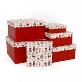 Коробка подарочная НГ 15х15х5 Теплая Компания красный Лен