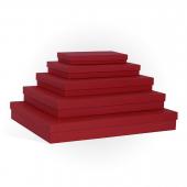 Коробка картон прямоугольная5 35x25x4,5 Лен красный
