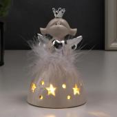 Сувенир световой "Ангелочек в короне, с сердечком" серебро 6343216