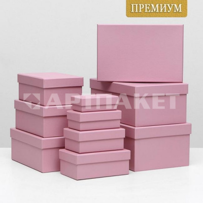 Коробка картон прямоугольная10 14*7,5*5см Розовый