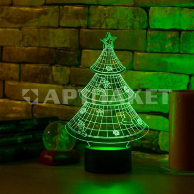 Светильник 3D Новогодняя елочка