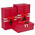 Коробка картон прямоугольная 3 19*14*8см Красный+бант